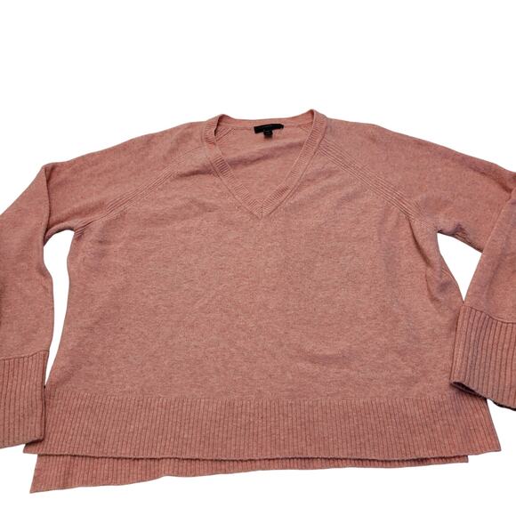 J. Crew supersoft yarn alpaca pink knit sweater V neck merino wool - Picture 1 of 11